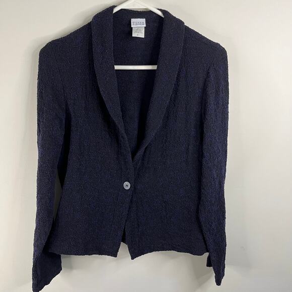 Eileen Fisher Blazer Small Textured Navy Single Button Old Money Luxury Quality - Picture 8 of 9